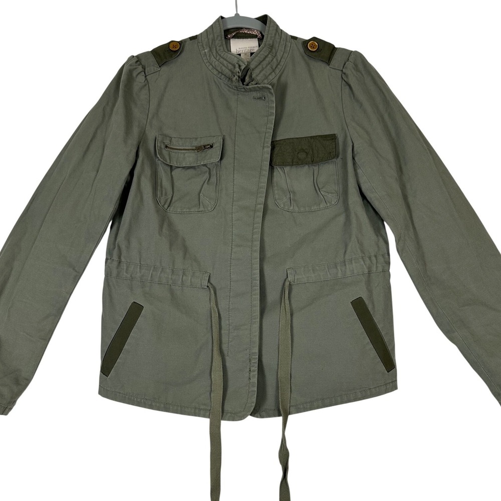 Banana Republic Heritage Womens Utility Jacket 10 Olive Army Green‎ Silk Trim
